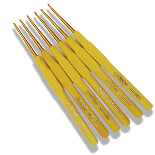 NAKO Алюминиевый крючок для вязания с ручкой с вельветовым покрытием